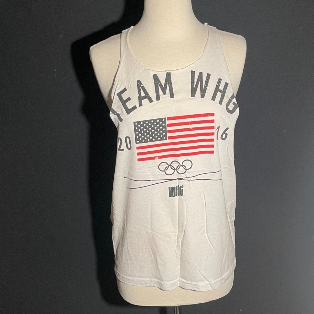 Flag Nor Fail White Tank Top with American Flag Design